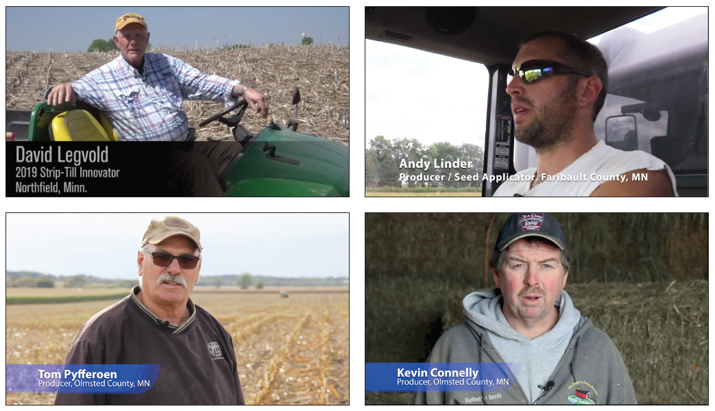 Four photos depict four landowners in the field