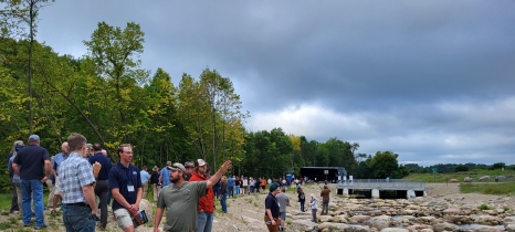 Group of people near dam